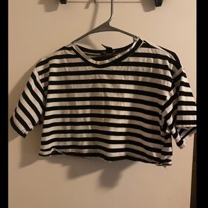 Black and White Striped Crop Top